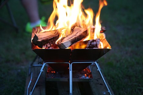 Billedet viser et hyggeligt bål med flammer.